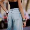 Yırtık Yüksek Bel Wide Leg Kot Pantolonlar