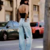 Yırtık Yüksek Bel Wide Leg Kot Pantolonlar