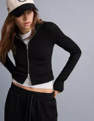 Yumuşak Fermuarlı Modal Karışımlı Kapüşonlu Sweatshirt – Sweatshirtler ve Kapüşonlular